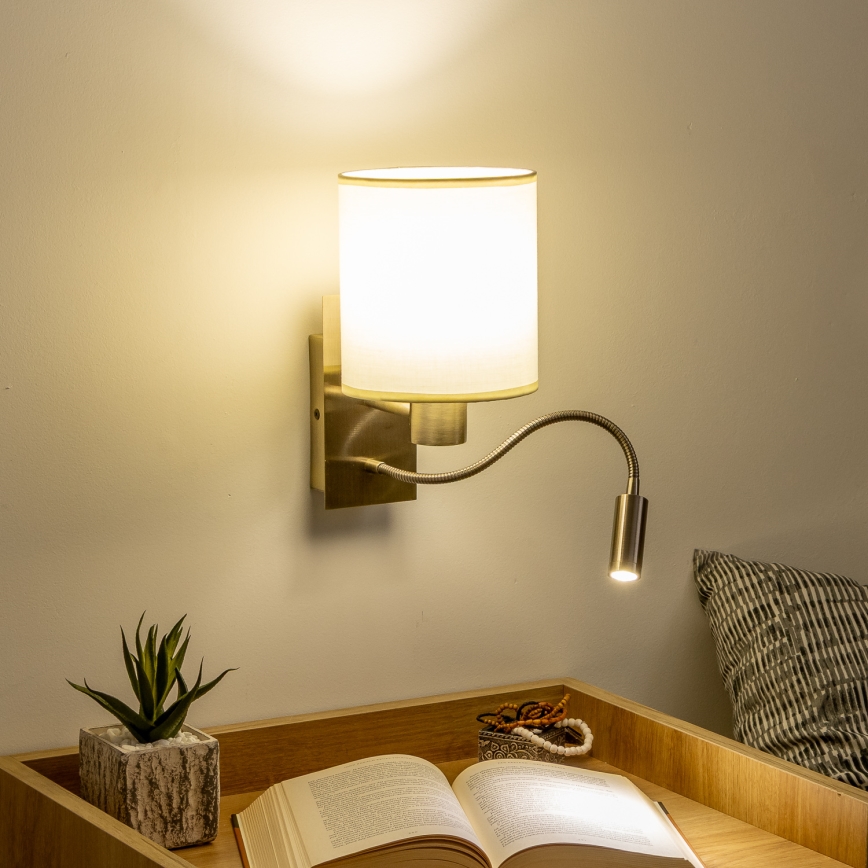 Brilagi - LED Flexibilná nástenná lampa NUBILA 1xE27/25W/230V + LED/3W mosadz/krémová