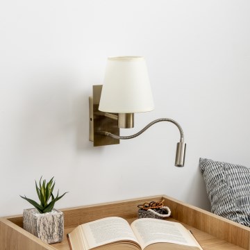 Brilagi - LED Flexibilná nástenná lampa NUBILA 1xE27/25W/230V + LED/3W mosadz/krémová