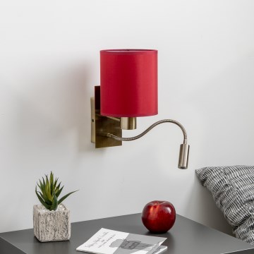 Brilagi - LED Flexibilná nástenná lampa NUBILA 1xE27/25W/230V+LED/3W mosadz/pompejská červená