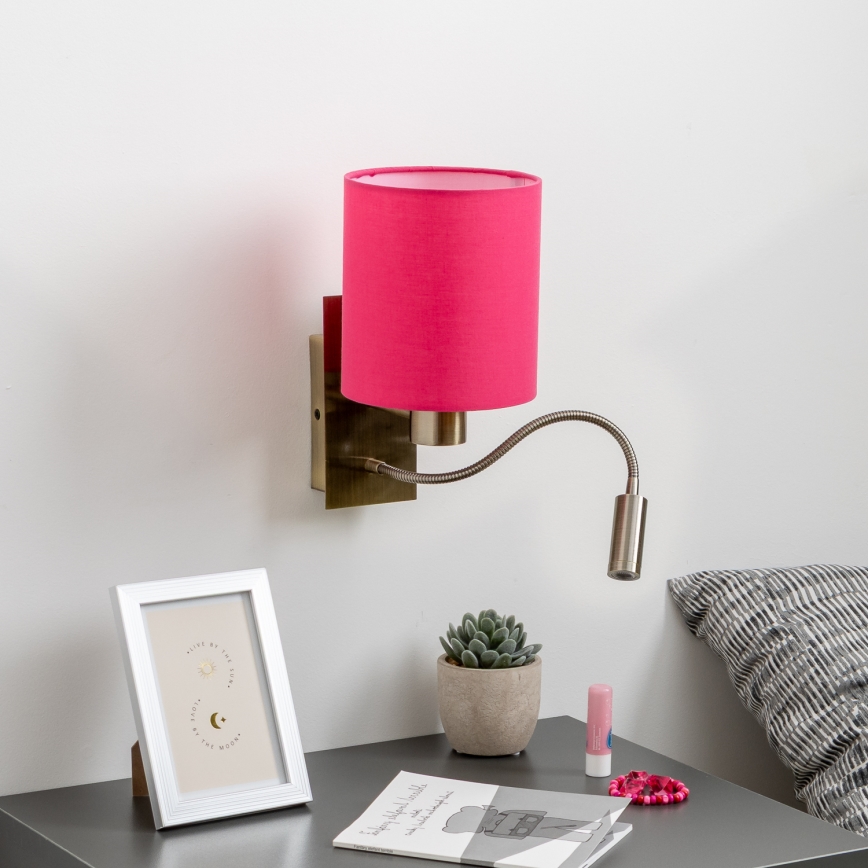 Brilagi - LED Flexibilná nástenná lampa NUBILA 1xE27/25W/230V + LED/3W mosadz/ružová