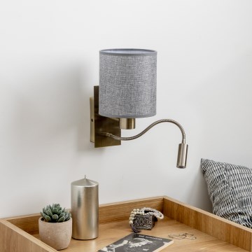 Brilagi - LED Flexibilná nástenná lampa NUBILA 1xE27/25W/230V + LED/3W mosadz/šedá