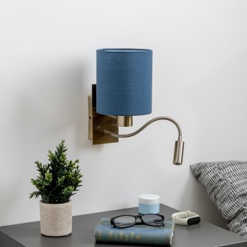 Brilagi - LED Flexibilná nástenná lampa NUBILA 1xE27/25W/230V+ LED/3W mosadz/tmavomodrá