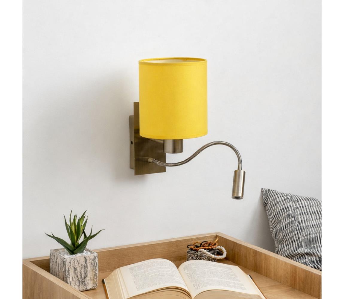 Brilagi-LED Flexibilná nástenná lampa NUBILA 1xE27/25W/230V + LED/3W mosadz/žltá BG1557+BG2452