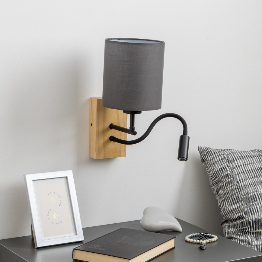 Brilagi - LED Flexibilná nástenná lampa NUBILA WOOD 1xE27/25W/230V + LED/3W dub/antracit