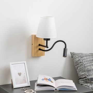 Brilagi - LED Flexibilná nástenná lampa NUBILA WOOD 1xE27/25W/230V + LED/3W dub/biela