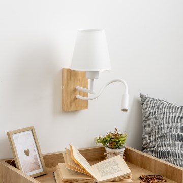 Brilagi - LED Flexibilná nástenná lampa NUBILA WOOD 1xE27/25W/230V + LED/3W dub/biela