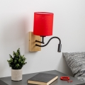 Brilagi - LED Flexibilná nástenná lampa NUBILA WOOD 1xE27/25W/230V + LED/3W dub/červená