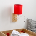 Brilagi - LED Flexibilná nástenná lampa NUBILA WOOD 1xE27/25W/230V + LED/3W dub/červená