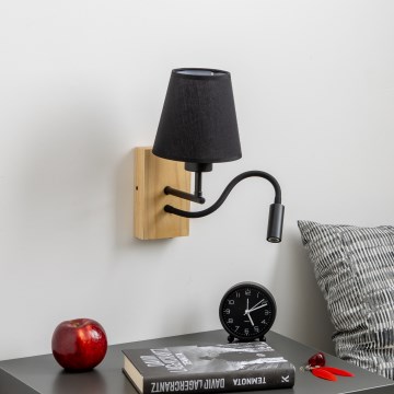 Brilagi - LED Flexibilná nástenná lampa NUBILA WOOD 1xE27/25W/230V + LED/3W dub/čierna