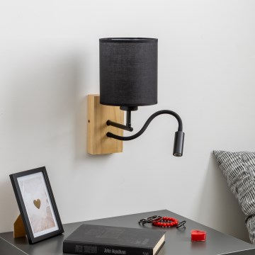 Brilagi - LED Flexibilná nástenná lampa NUBILA WOOD 1xE27/25W/230V + LED/3W dub/čierna