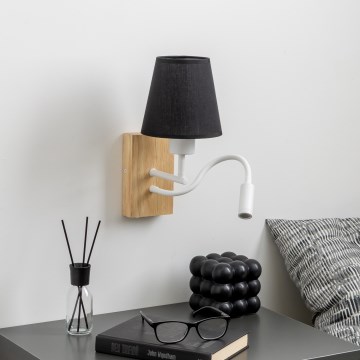 Brilagi - LED Flexibilná nástenná lampa NUBILA WOOD 1xE27/25W/230V + LED/3W dub/čierna