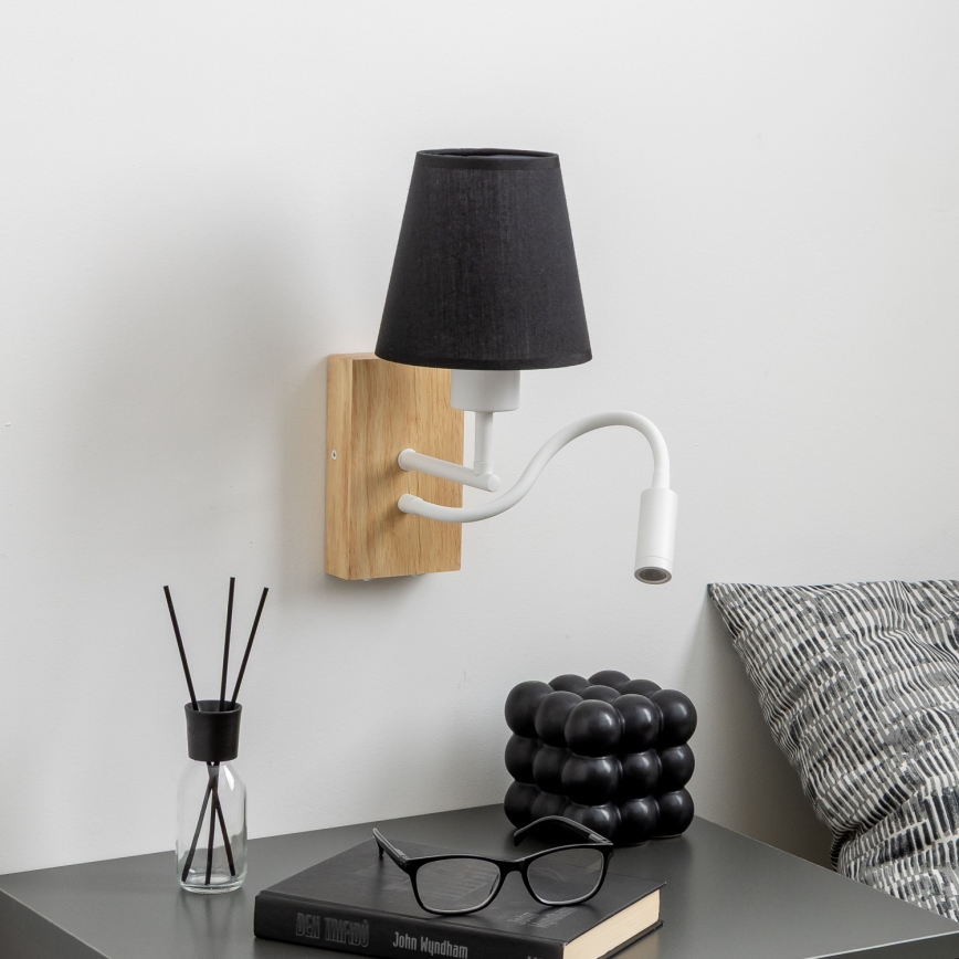 Brilagi - LED Flexibilná nástenná lampa NUBILA WOOD 1xE27/25W/230V + LED/3W dub/čierna