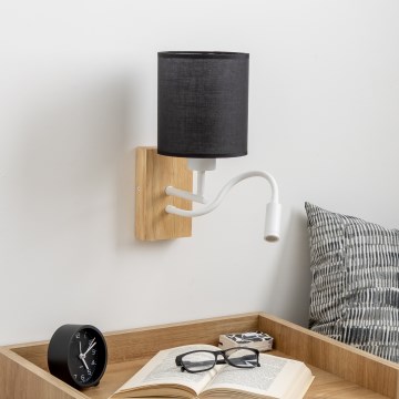 Brilagi - LED Flexibilná nástenná lampa NUBILA WOOD 1xE27/25W/230V + LED/3W dub/čierna