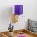 Brilagi - LED Flexibilná nástenná lampa NUBILA WOOD 1xE27/25W/230V + LED/3W dub/fialová