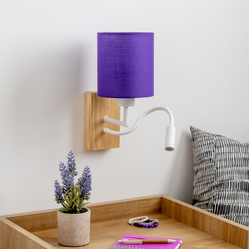 Brilagi - LED Flexibilná nástenná lampa NUBILA WOOD 1xE27/25W/230V + LED/3W dub/fialová