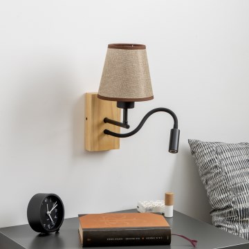 Brilagi - LED Flexibilná nástenná lampa NUBILA WOOD 1xE27/25W/230V + LED/3W dub/hnedá