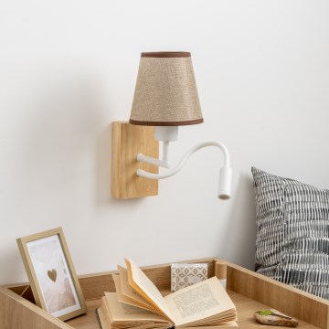 Brilagi - LED Flexibilná nástenná lampa NUBILA WOOD 1xE27/25W/230V + LED/3W dub/hnedá