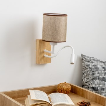 Brilagi - LED Flexibilná nástenná lampa NUBILA WOOD 1xE27/25W/230V + LED/3W dub/hnedá