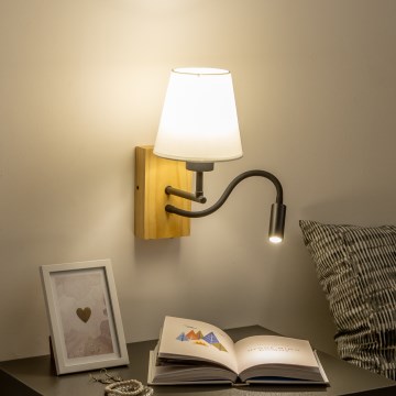 Brilagi - LED Flexibilná nástenná lampa NUBILA WOOD 1xE27/25W/230V + LED/3W dub/krémová
