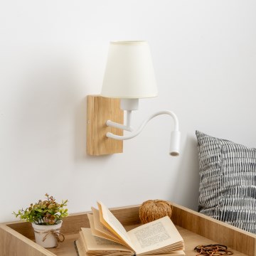 Brilagi - LED Flexibilná nástenná lampa NUBILA WOOD 1xE27/25W/230V + LED/3W dub/krémová