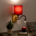 Brilagi - LED Flexibilná nástenná lampa NUBILA WOOD 1xE27/25W/230V + LED/3W dub/pompejská červená