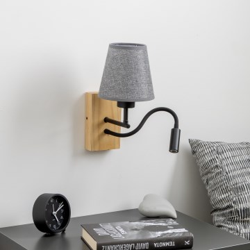 Brilagi - LED Flexibilná nástenná lampa NUBILA WOOD 1xE27/25W/230V + LED/3W dub/šedá