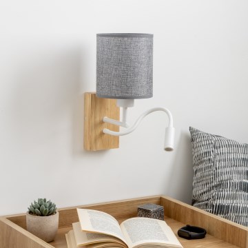 Brilagi - LED Flexibilná nástenná lampa NUBILA WOOD 1xE27/25W/230V + LED/3W dub/šedá