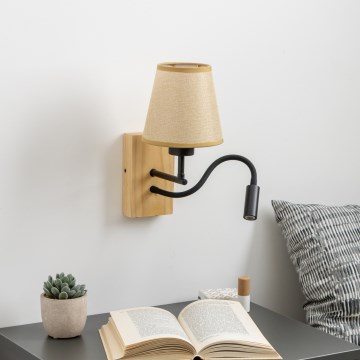Brilagi - LED Flexibilná nástenná lampa NUBILA WOOD 1xE27/25W/230V + LED/3W dub/svetlohnedá