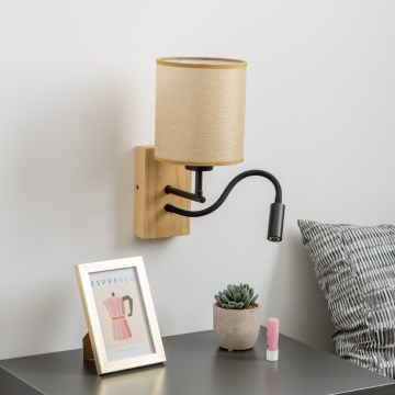 Brilagi - LED Flexibilná nástenná lampa NUBILA WOOD 1xE27/25W/230V + LED/3W dub/svetlohnedá