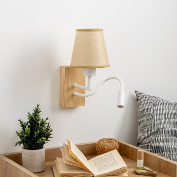Brilagi - LED Flexibilná nástenná lampa NUBILA WOOD 1xE27/25W/230V + LED/3W dub/svetlohnedá