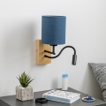 Brilagi - LED Flexibilná nástenná lampa NUBILA WOOD 1xE27/25W/230V + LED/3W dub/tmavomodrá