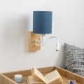 Brilagi - LED Flexibilná nástenná lampa NUBILA WOOD 1xE27/25W/230V + LED/3W dub/tmavomodrá