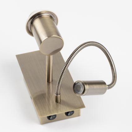 Brilagi - LED flexibilná nástenná lampa NUBILA 1xE27/25W/230V + LED/3W mosadz/oranžová