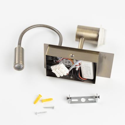 Brilagi - LED flexibilná nástenná lampa NUBILA 1xE27/25W/230V + LED/3W mosadz/oranžová