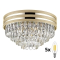Brilagi - LED Krištáľové stropné svietidlo VELURE 5xE14/40W/230V zlatá