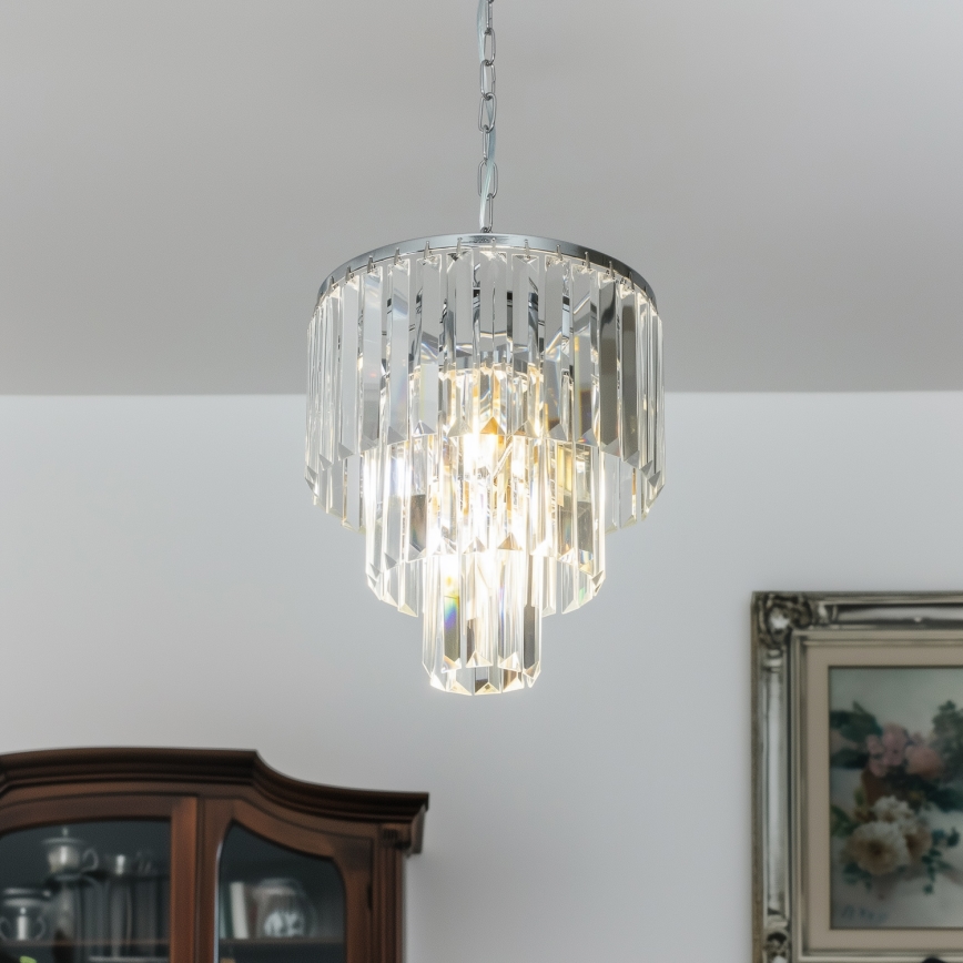 Brilagi - LED Krištáľový luster na reťazi MOZART 4xE14/40W/230V lesklý chróm