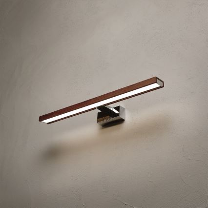 Brilagi - LED kúpeľňové osvetlenie zrkadla 3v1 WOODY MIRROR LED/12W/230V 60 cm IP44 lesklý chróm/dub čerešňa
