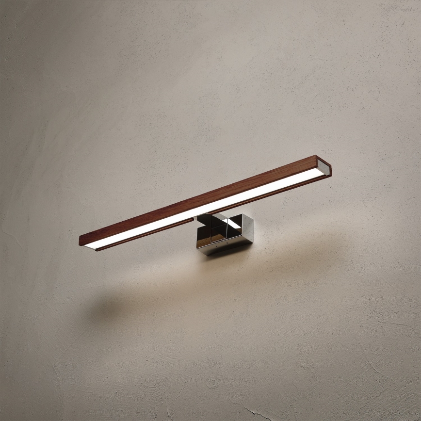 Brilagi - LED kúpeľňové osvetlenie zrkadla 3v1 WOODY MIRROR LED/12W/230V 60 cm IP44 lesklý chróm/dub čerešňa