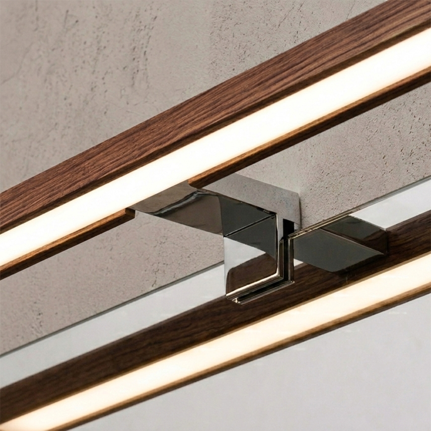 Brilagi - LED kúpeľňové osvetlenie zrkadla 3v1 WOODY MIRROR LED/12W/230V 60 cm IP44 lesklý chróm/dub čerešňa