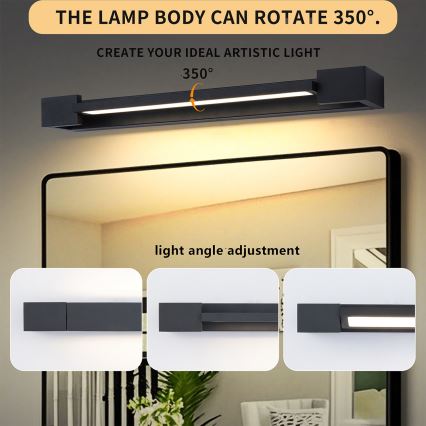 Brilagi - LED osvetlenie zrkadla do kúpeľne AQUA LINE LED/12W/230V 45 cm IP44 čierna CRI 90