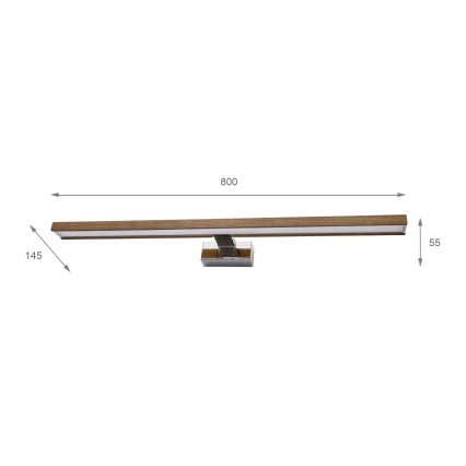 BRILAGI - LED kúpeľňové osvetlenie zrkadla WOODY MIRROR 3v1 LED/15W/230V 80 cm IP44 lesklý chróm/dub orech