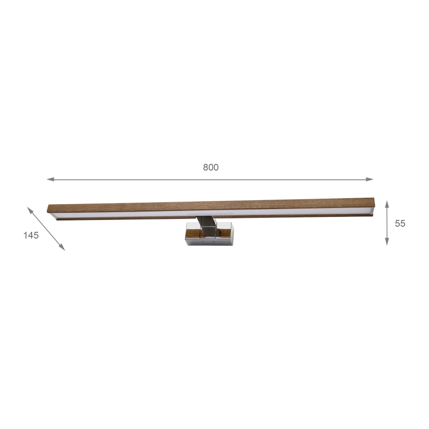 BRILAGI - LED kúpeľňové osvetlenie zrkadla WOODY MIRROR 3v1 LED/15W/230V 80 cm IP44 lesklý chróm/dub orech