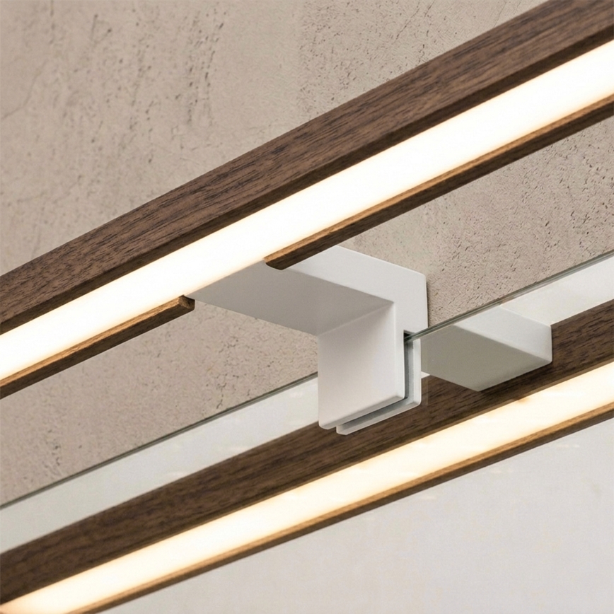 Brilagi - LED kúpeľňové osvetlenie zrkadla 3v1 WOODY MIRROR 3v1 LED/12W/230V 60 cm IP44 biela/dub orech