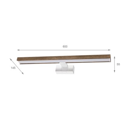 Brilagi - LED kúpeľňové osvetlenie zrkadla 3v1 WOODY MIRROR 3v1 LED/12W/230V 60 cm IP44 biela/dub orech