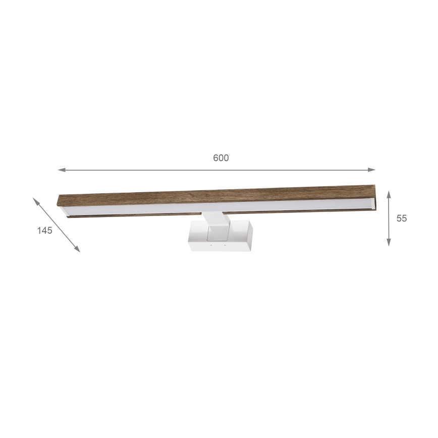 Brilagi - LED kúpeľňové osvetlenie zrkadla 3v1 WOODY MIRROR 3v1 LED/12W/230V 60 cm IP44 biela/dub orech