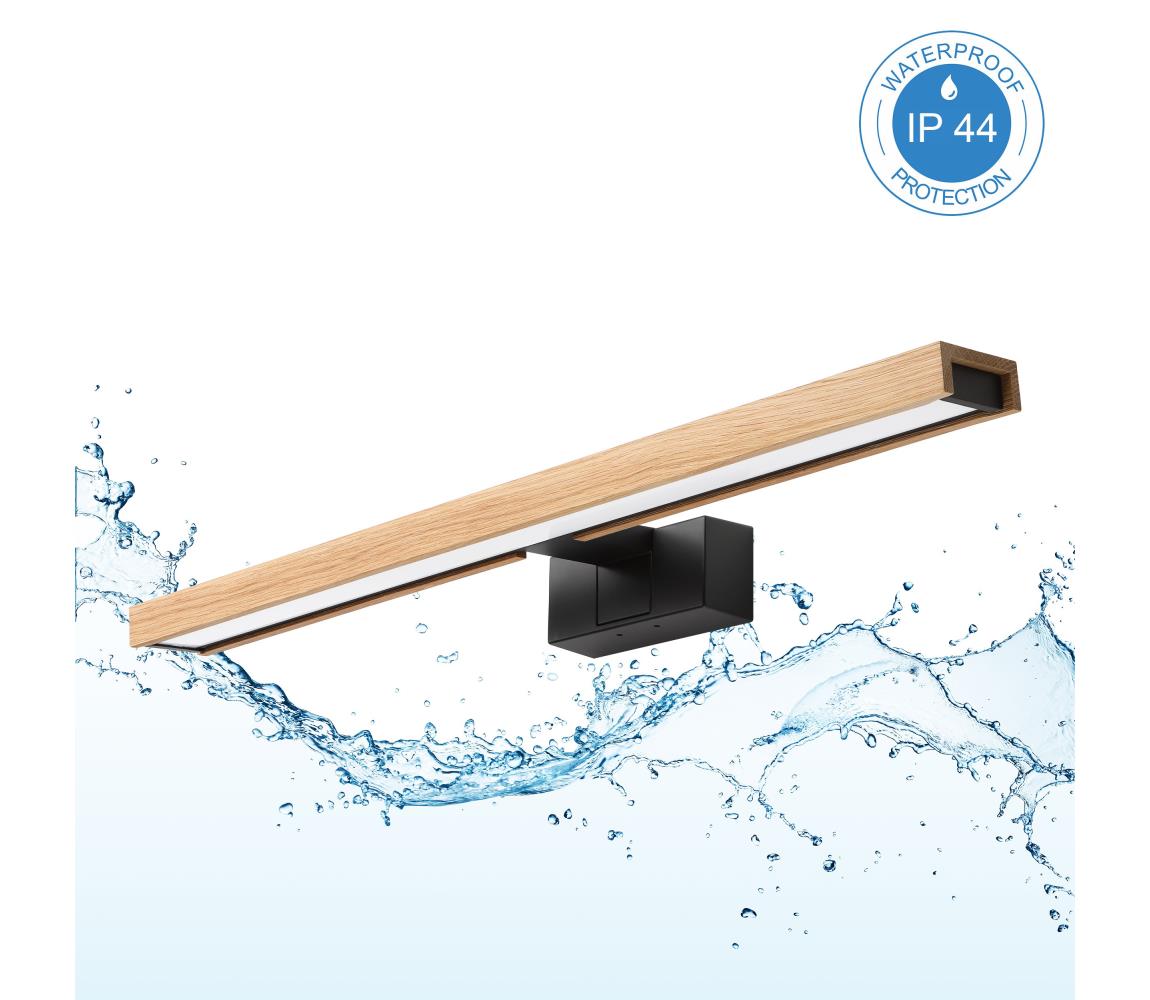 Brilagi - LED kúpeľňové osvetlenie zrkadla 3 v 1 WOODY MIRROR LED/12W/230V IP44 čierna/dub 8590828018223