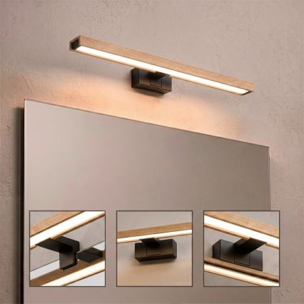 Brilagi - LED osvetlenie kúpeľňového zrkadla 3v1 WOODY MIRROR LED/12W/230V 60 cm IP44 čierna/dub