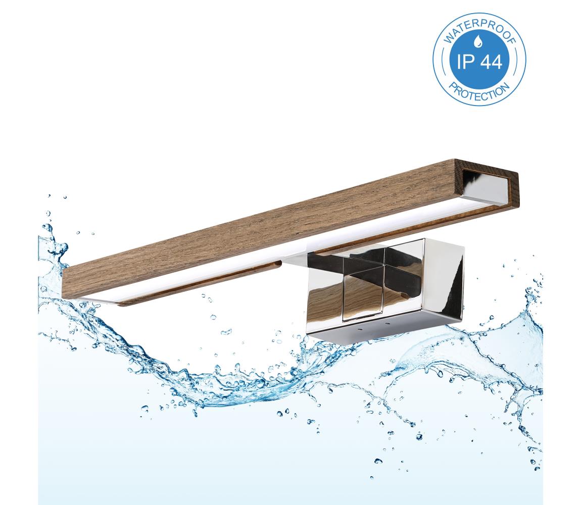 Brilagi-LED Kúpeľňové osvetlenie zrkadla 3 v 1 WOODY MIRROR LED/8W/230V IP44 chróm/dub orech 8590828018155