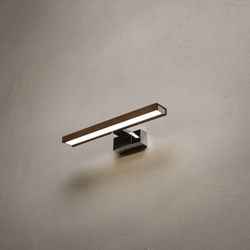 Brilagi - LED kúpeľňové osvetlenie zrkadla 3v1 WOODY MIRROR LED/8W/230V 40 cm IP44 lesklý chróm/dub orech