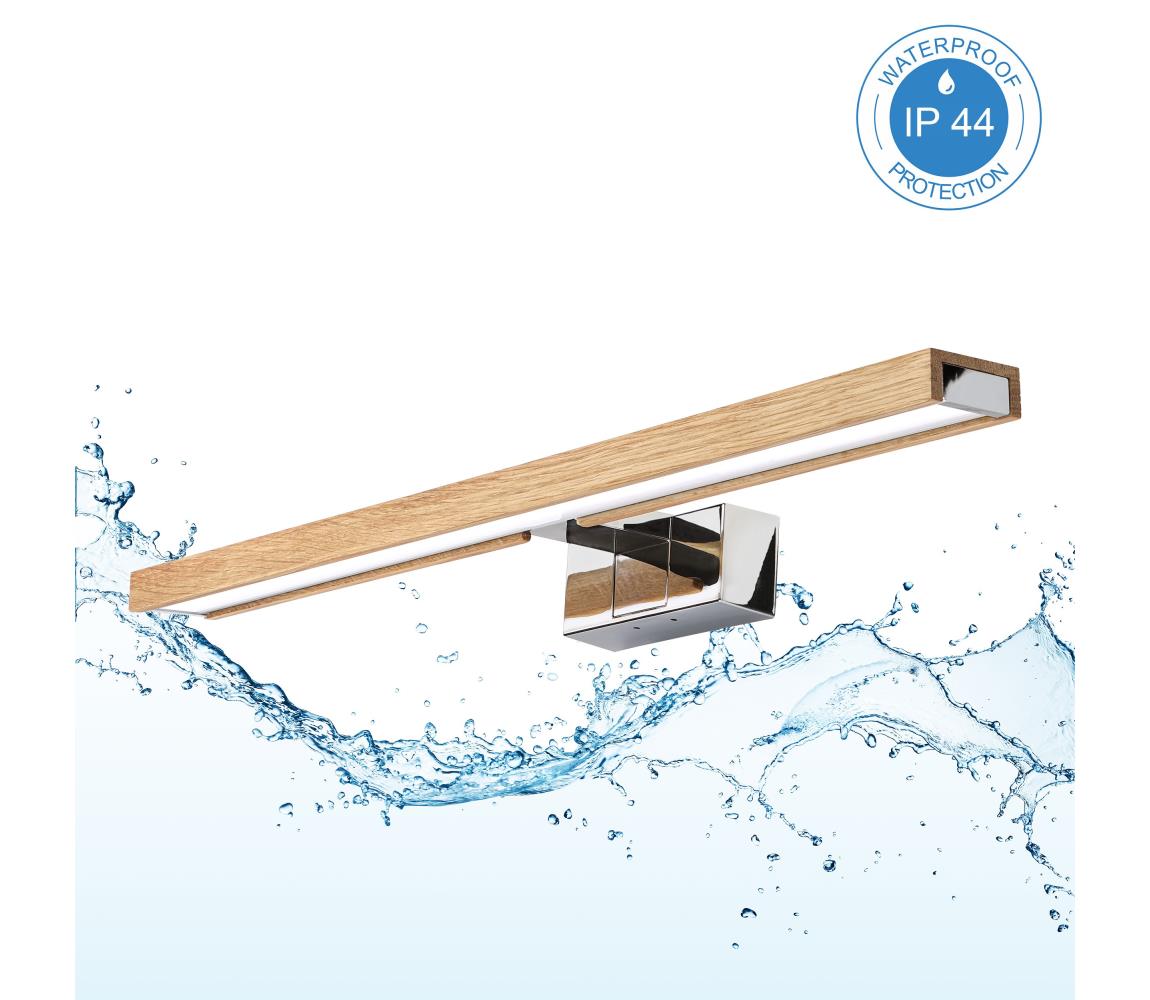 Brilagi-LED Kúpeľňové osvetlenie zrkadla 3v1 WOODY MIRROR LED/12W/230V 60 cm IP44 chróm/dub 8590828039266